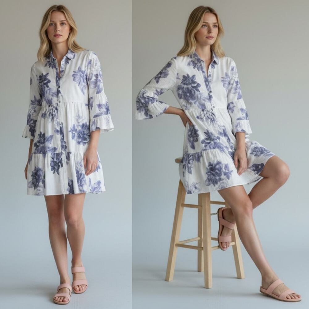 Johnny Was Delaney Easy tiered dress floral Size XS feminine Boho Chic Coastal
